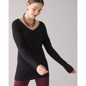 NWT! White House Black Market Ribbed Knit V-Neck Tunic Sweater Top Shirt | WHBM